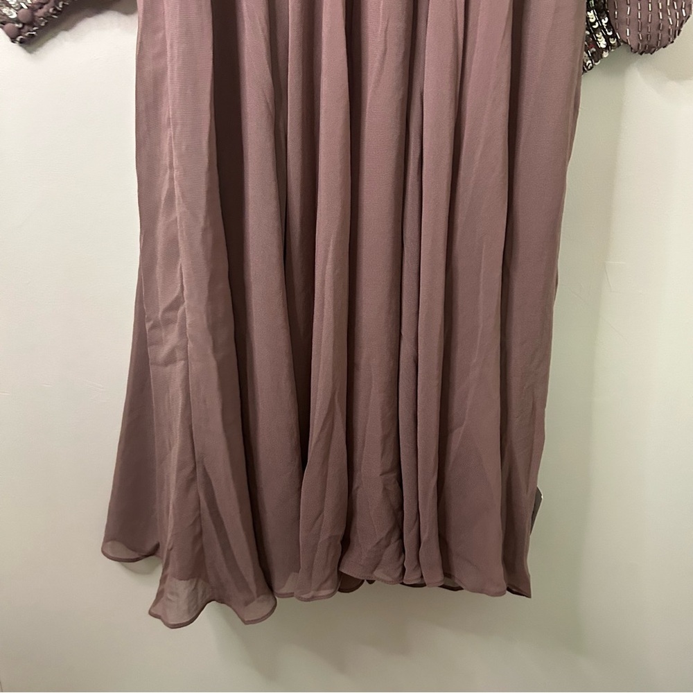 NWT ASOS Design Mauve Purple Long Sleeve Beaded Embellished Midi Dress - Picture 5 of 11
